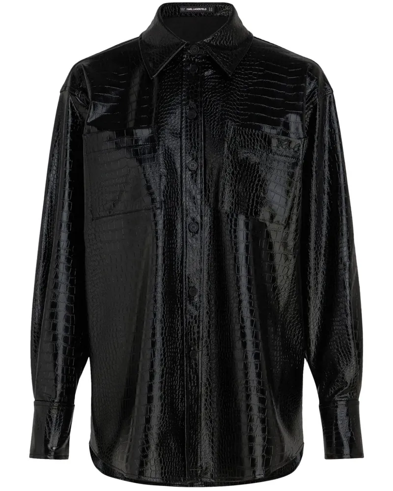 Karl Lagerfeld Hemd aus Faux-Leder - Schwarz Schwarz