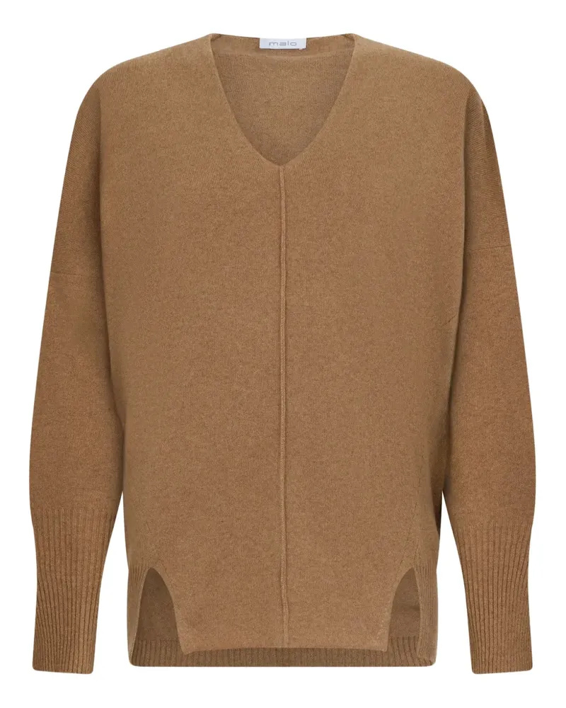 Malo V-neck split sweater - Braun Braun