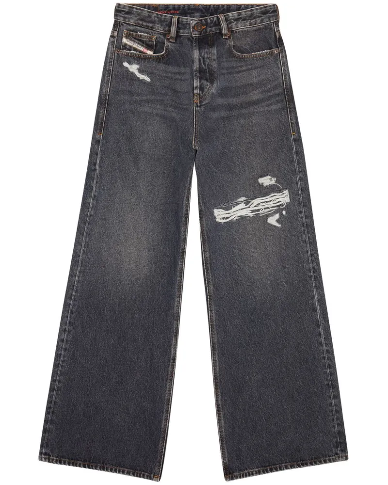 Diesel Weite Jeans im Distressed-Look - Grau Grau