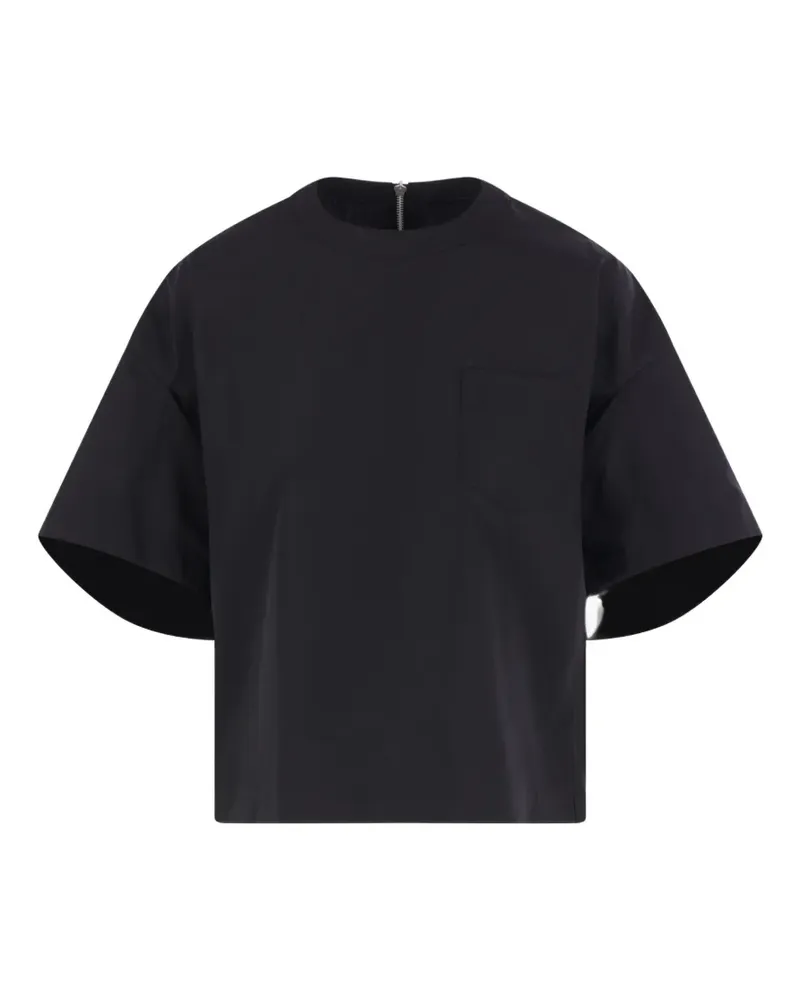 Sacai T-Shirt mit Reißverschluss - Schwarz Schwarz