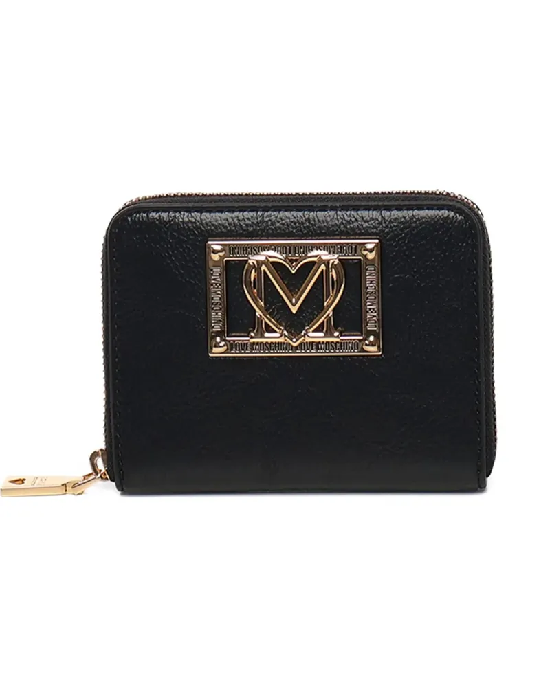 Moschino heart-plaque zip wallet - Schwarz Schwarz