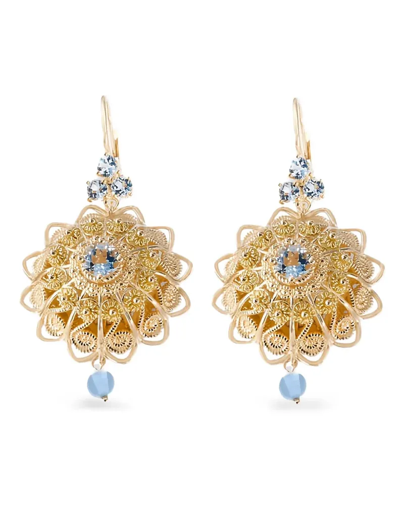 Dolce & Gabbana 18kt Filigree Gelbgoldohrringe mit Aquamarin Gold
