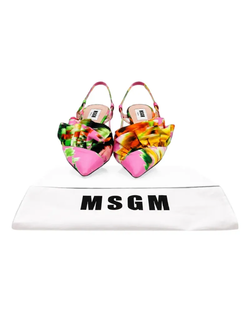 MSGM Floral ruffle slingback shoes - Rosa Rosa