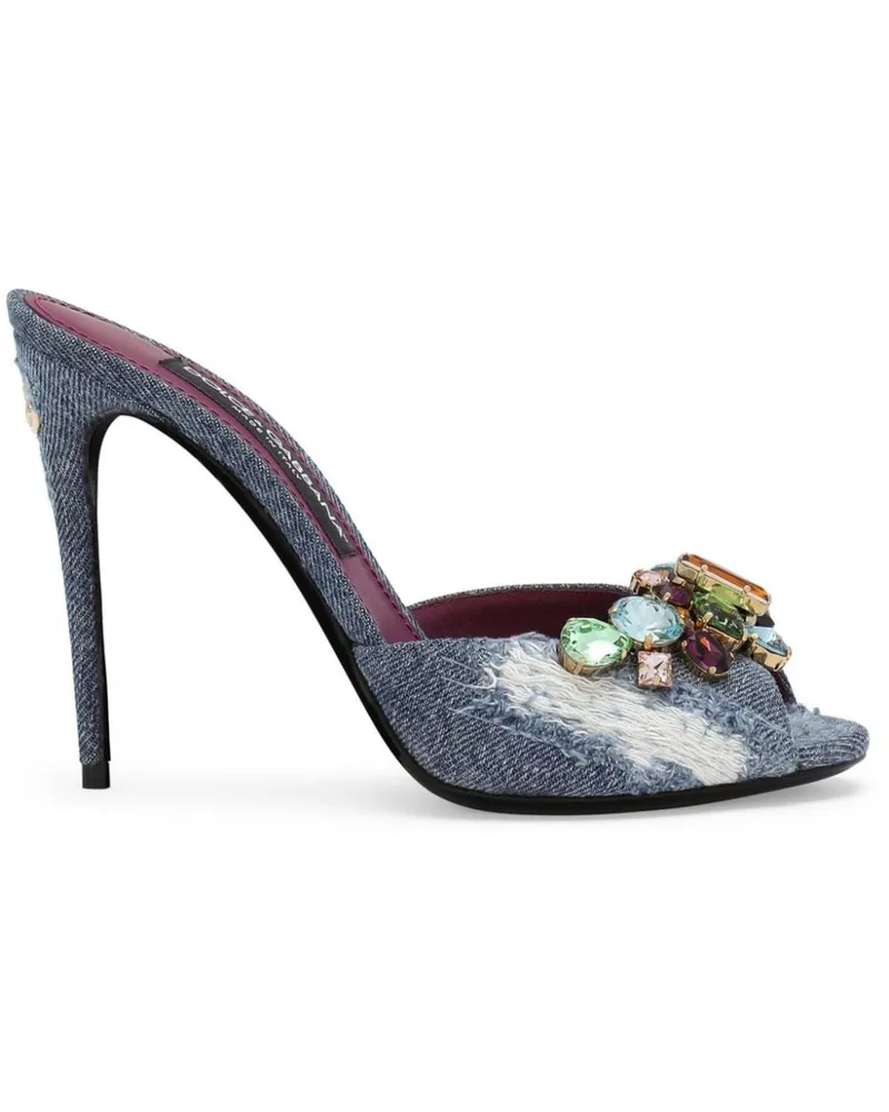Dolce & Gabbana Keira Jeans-Mules im Patchwork-Look 105mm - Blau Blau