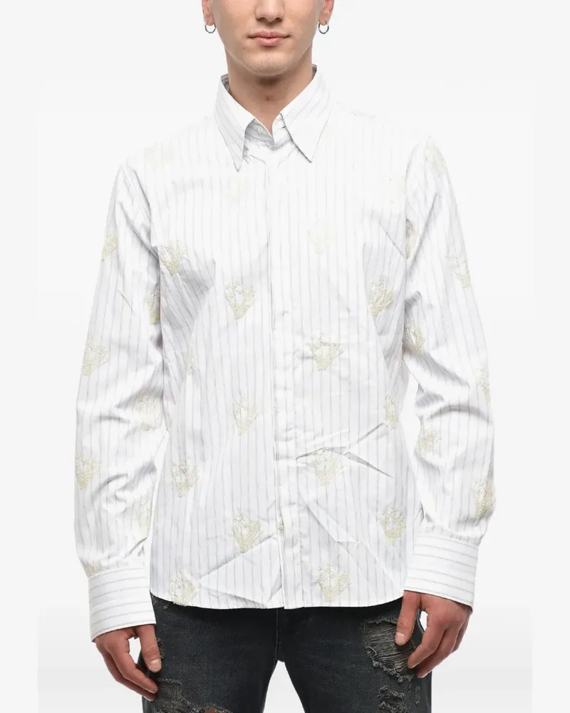 OFF-WHITE sequin-embroidered striped shirt - Weiß Weiß