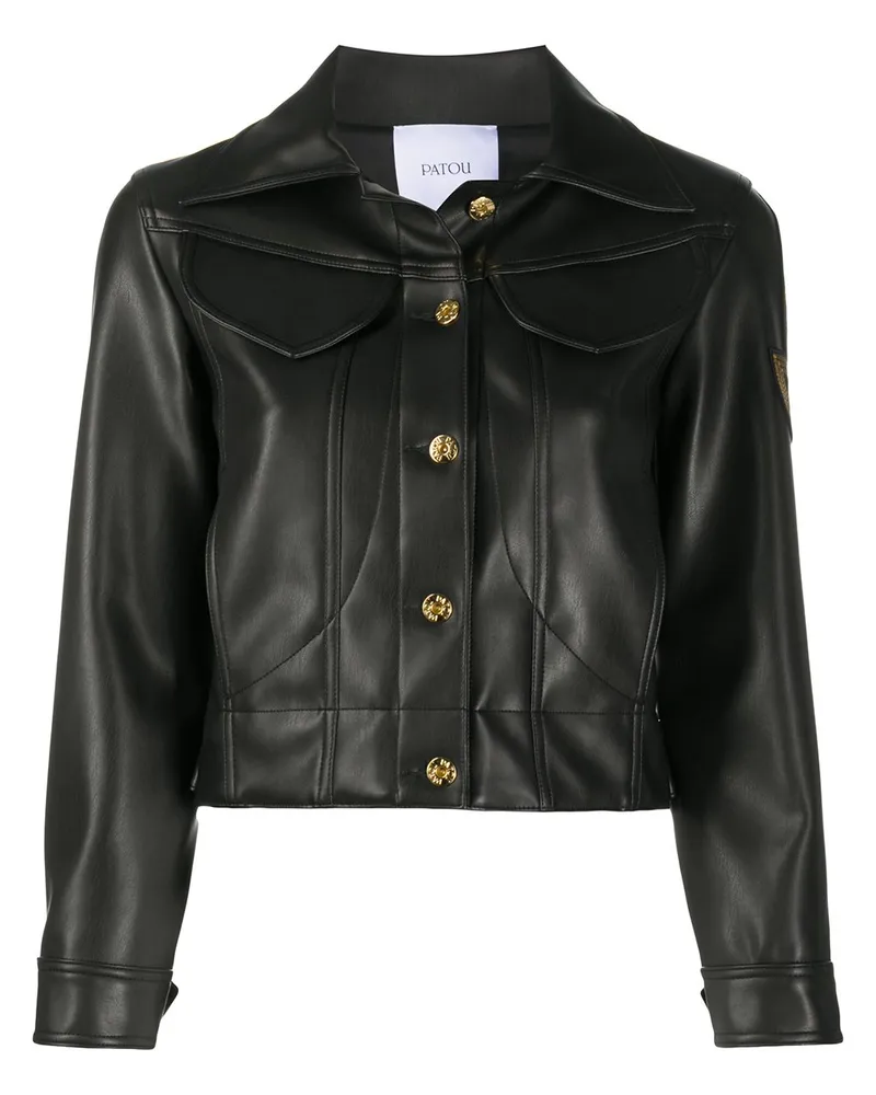 Patou Jacke aus Faux-Leder mit Logo - Schwarz Schwarz
