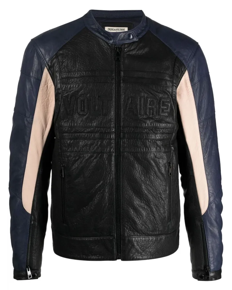 Zadig & Voltaire Late Biker Lederjacke mit Einsätzen Schwarz