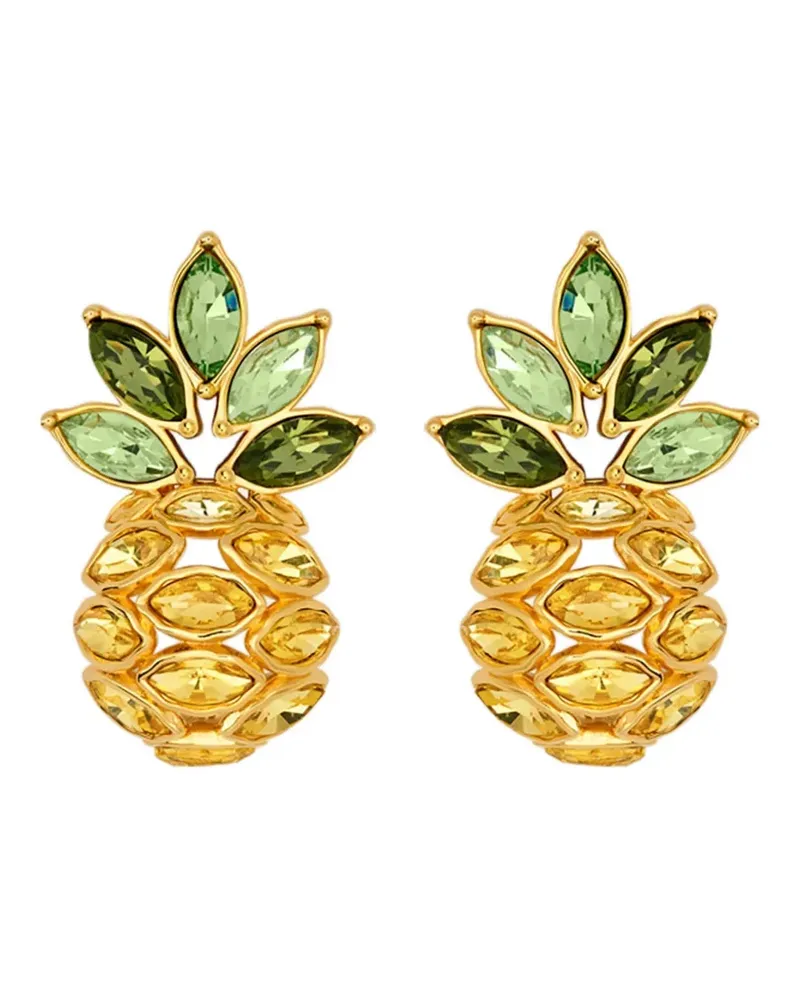 Oscar de la Renta Pineapple Ohrclips mit Kristallblatt - Gold Gold
