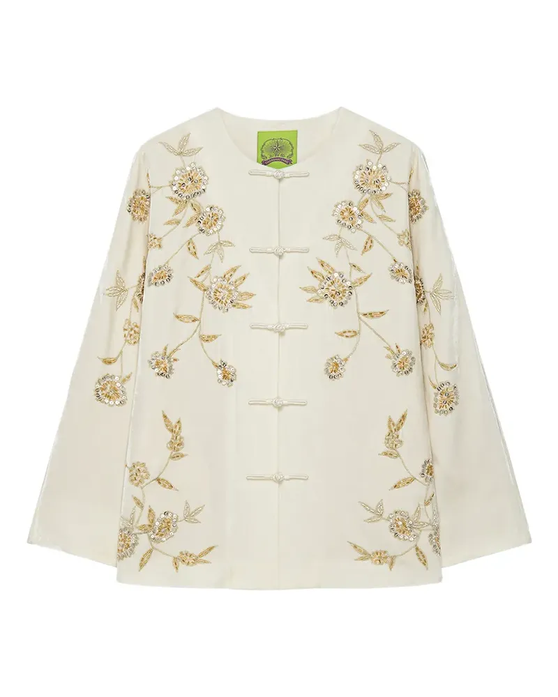 Shanghai Tang Statement beaded floral-embroidered jacket - Weiß Weiß