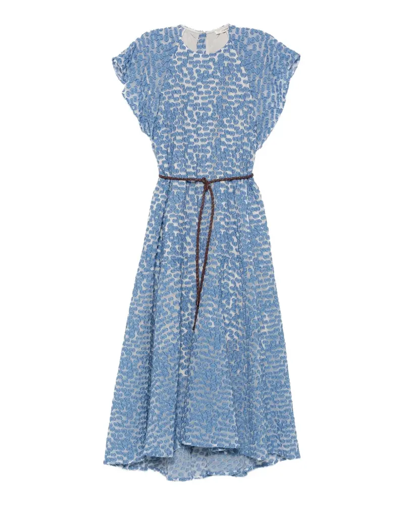 ODEEH braided-belt flutter-sleeve dress - Blau Blau