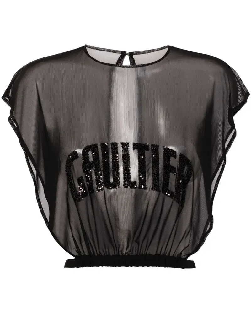 Jean Paul Gaultier Semi-transparentes Oberteil mit Pailletten - Schwarz Schwarz