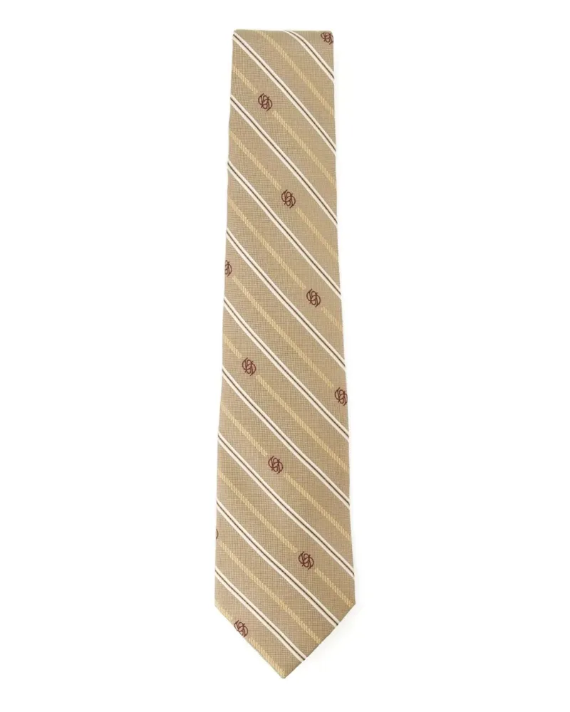 Drôle de Monsieur Gestreifte Rayure Monogramme Krawatte - Nude Nude