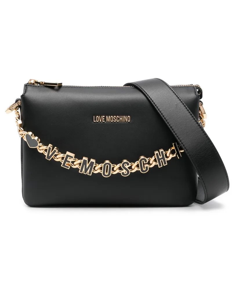 Moschino Handtasche mit Logo-Schriftzug - Schwarz Schwarz