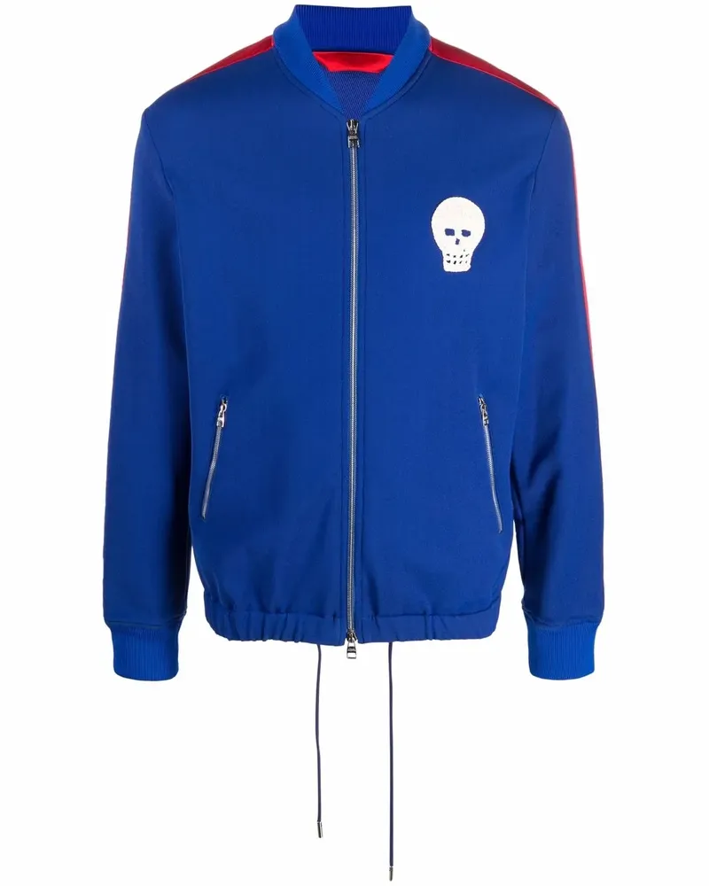 Alexander McQueen Sportjacke mit Totenkopf-Patch - Blau Blau