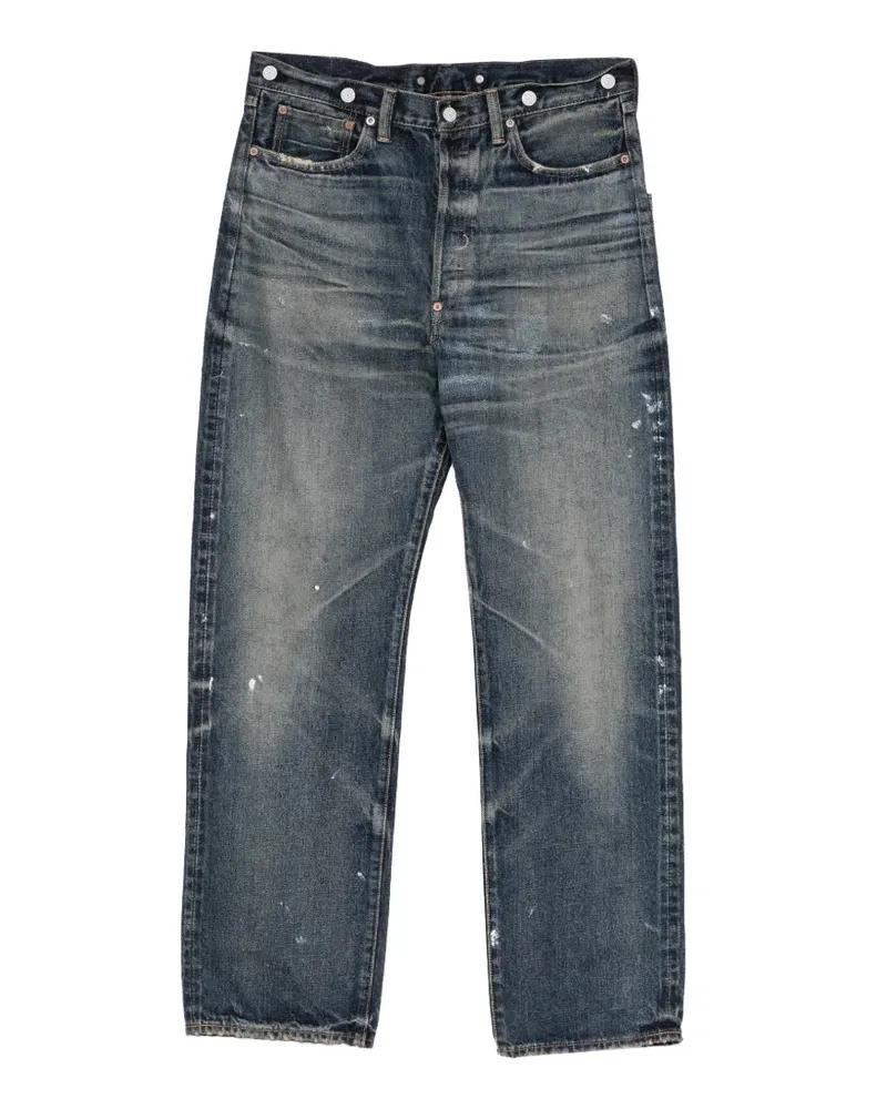 Junya Watanabe graphic-print jeans - Blau Blau