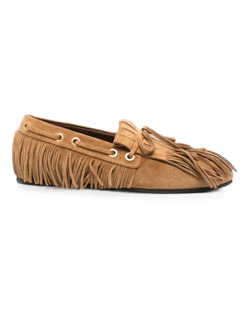 Etro fringed lace-up loafers - Nude Nude