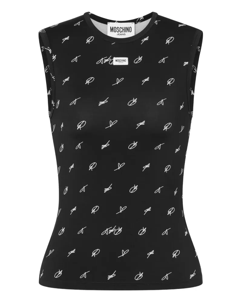 Moschino Trägershirt mit Logo-Print - Schwarz Schwarz