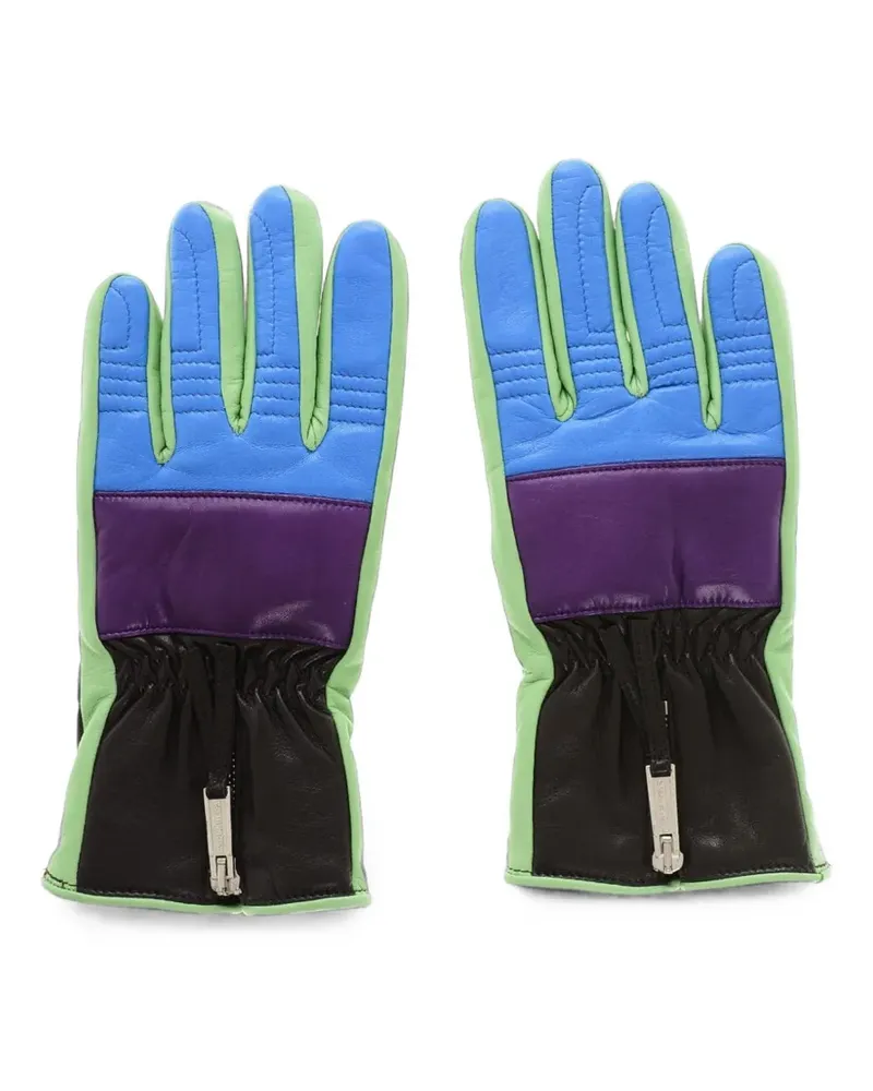 Dsquared2 color-block zipped leather gloves - Schwarz Schwarz