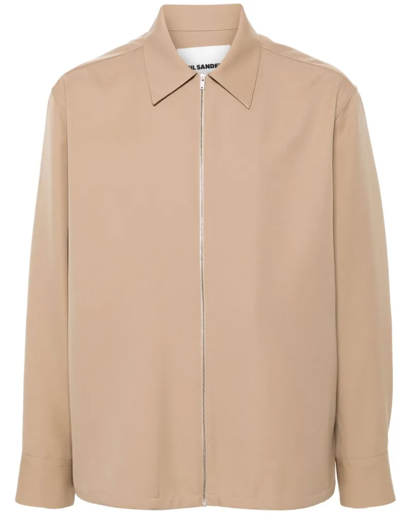 Jil Sander Hemdjacke aus Wolle - Braun Braun