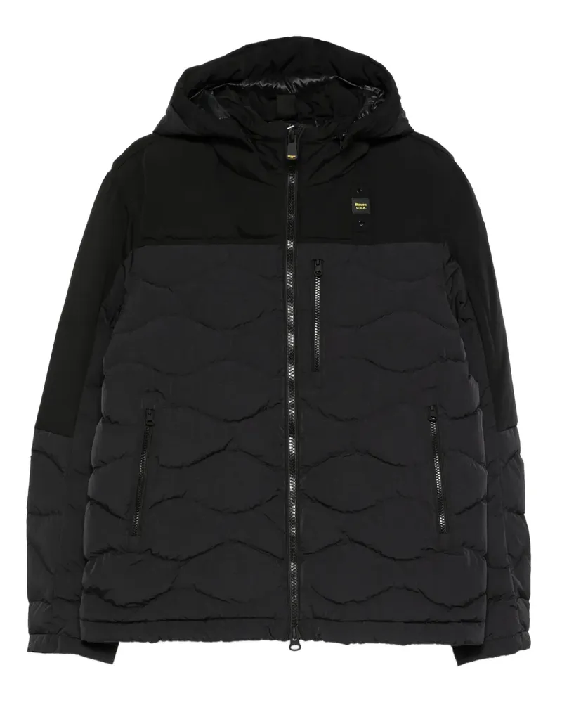 Blauer hooded quilted jacket - Schwarz Schwarz