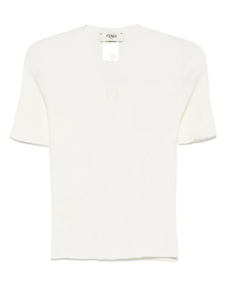Fendi T-Shirt aus Seiden-Baumwollgemisch - F08QQ OFF WHITE F08qq
