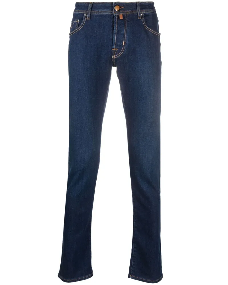 Jacob Cohën Tief sitzende Slim-Fit-Jeans - Blau Blau