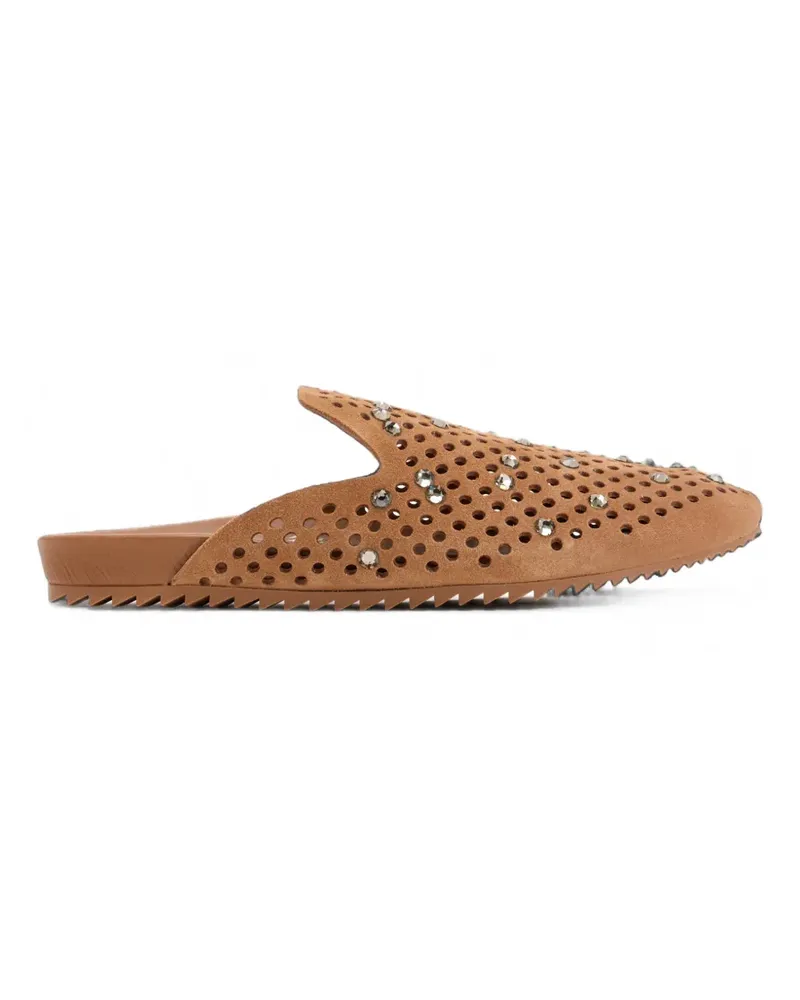 Pedro Garcia Braidy crystal-embellished flat mules - Braun Braun