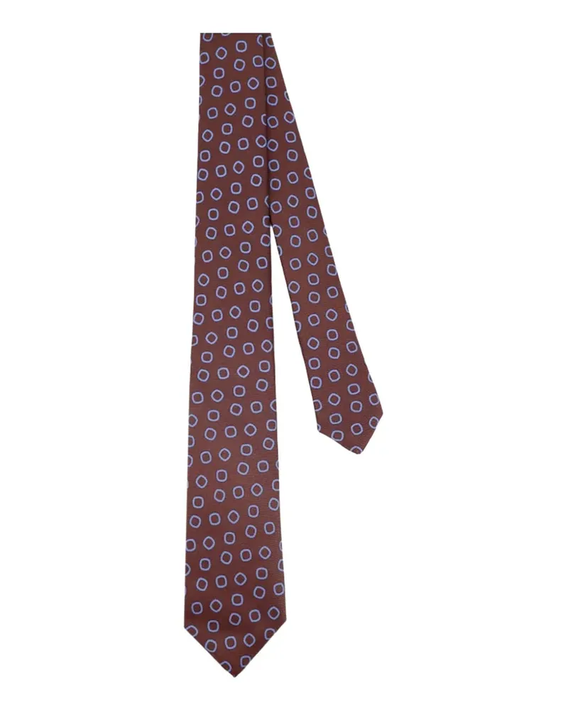 Kiton geometric-print silk tie - Braun Braun