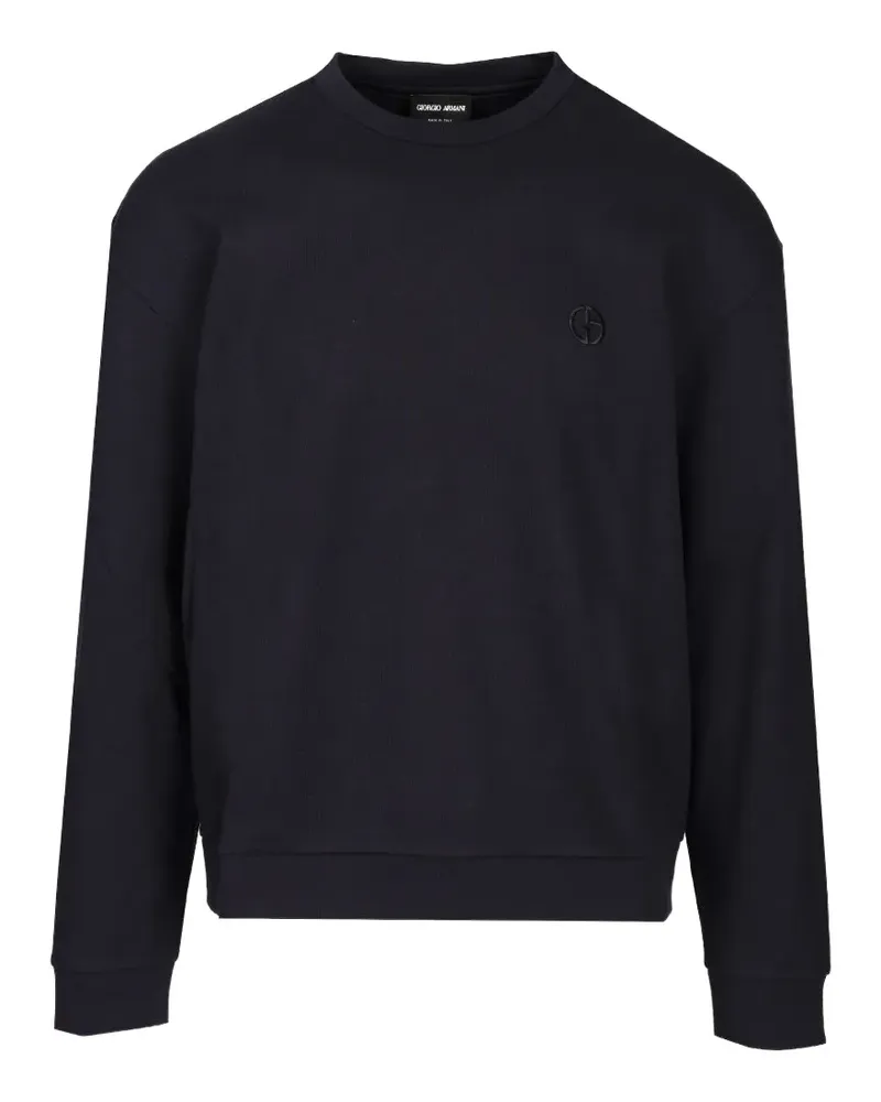 Giorgio Armani logo-embroidered crew-neck sweater - Blau Blau