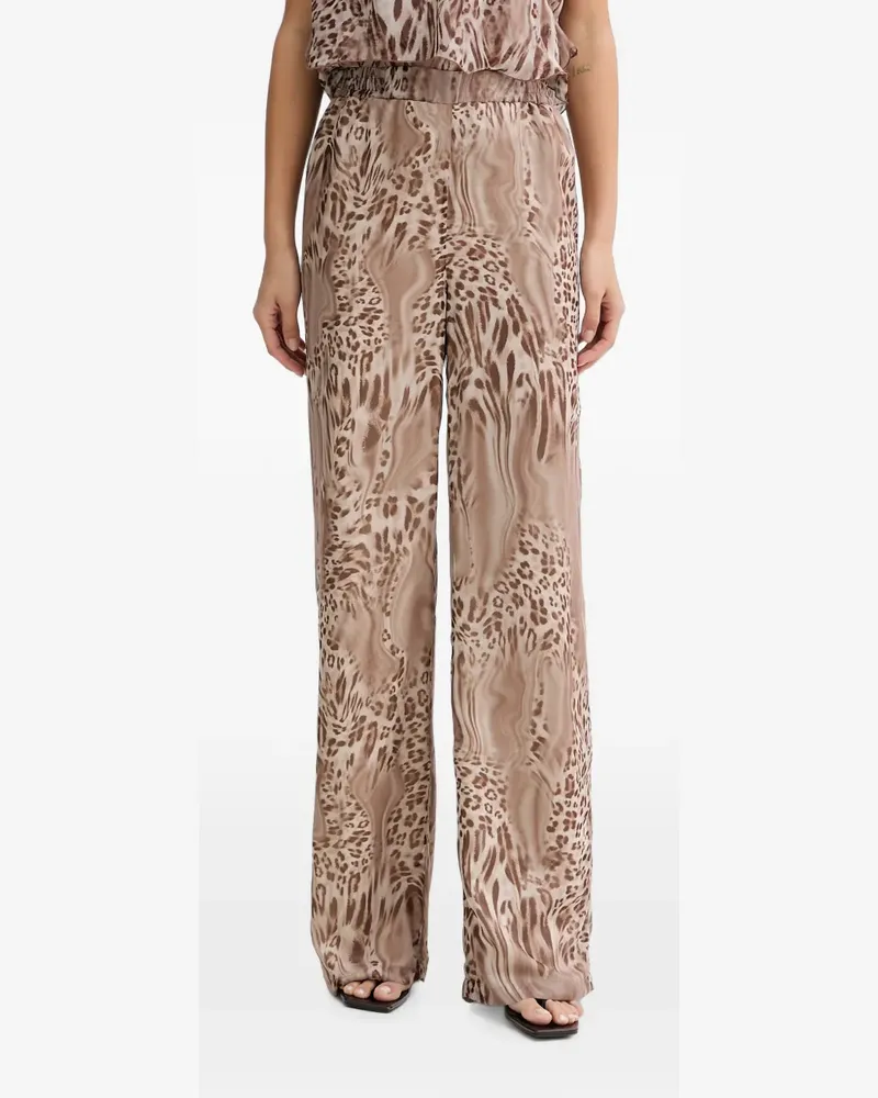 Blumarine leopard-print wide-leg trousers - Nude Nude