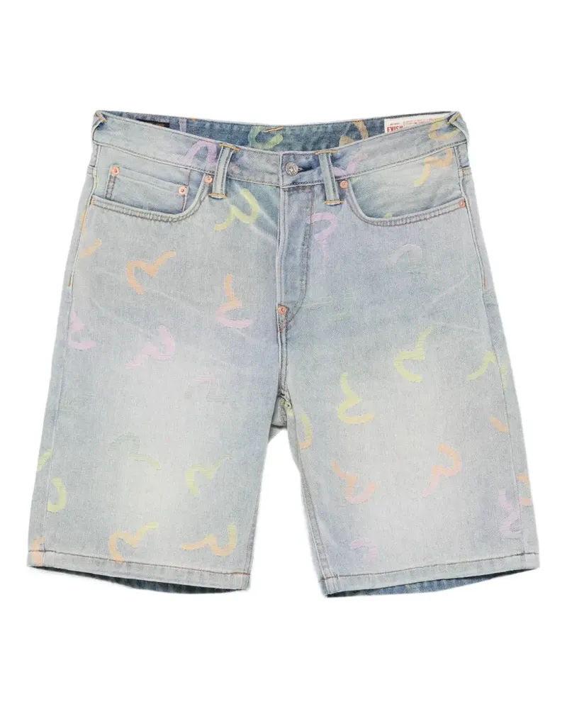 Evisu logo-print denim shorts - Blau Blau
