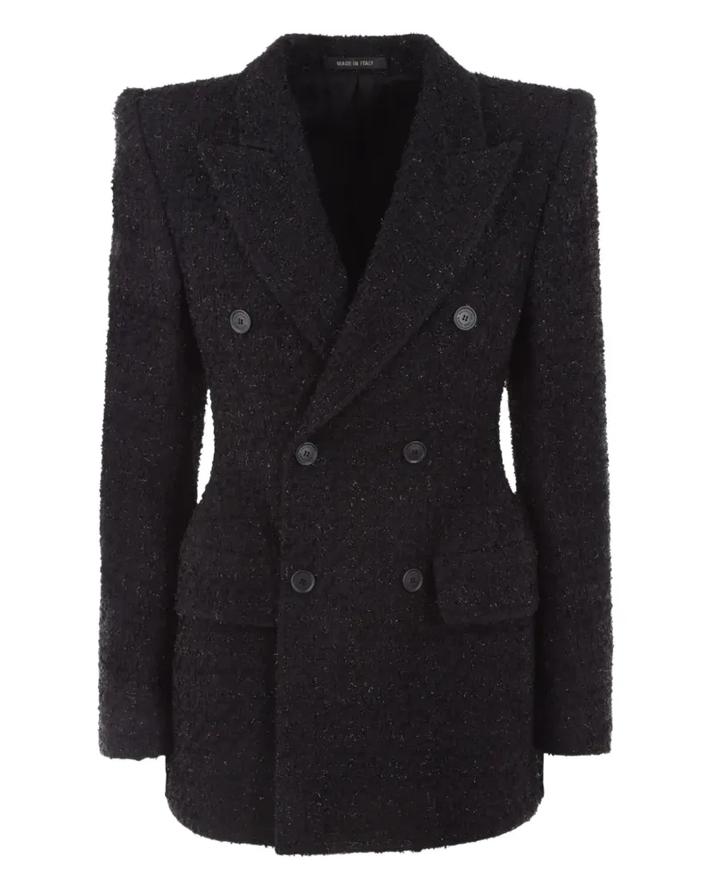 Balenciaga Hourglass Tweed-Blazer - Schwarz Schwarz