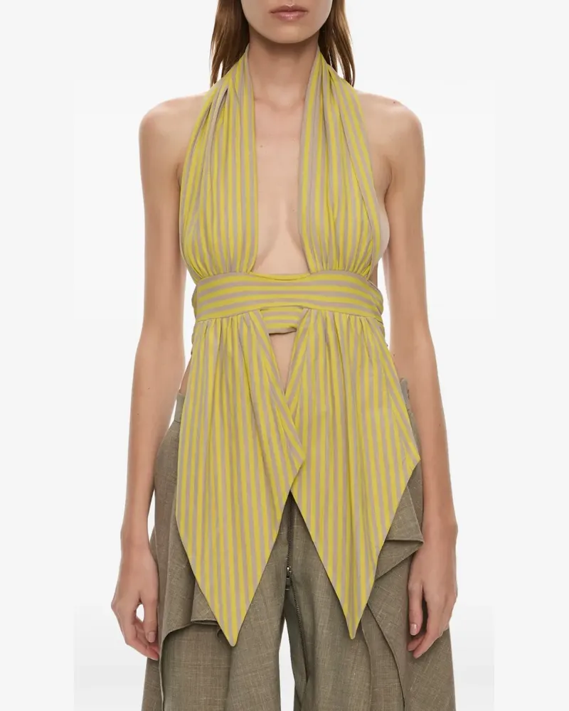 Christopher Esber Gestreiftes Neckholder-Top - Gelb Gelb