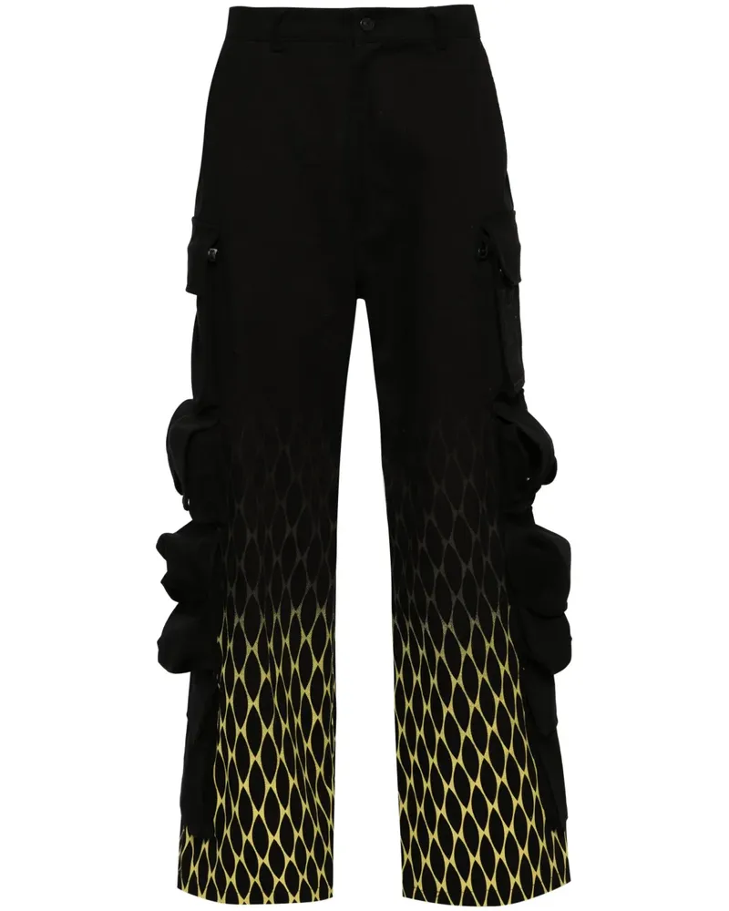 KUSIKOHC Cargohose mit Ketten-Print - Schwarz Schwarz