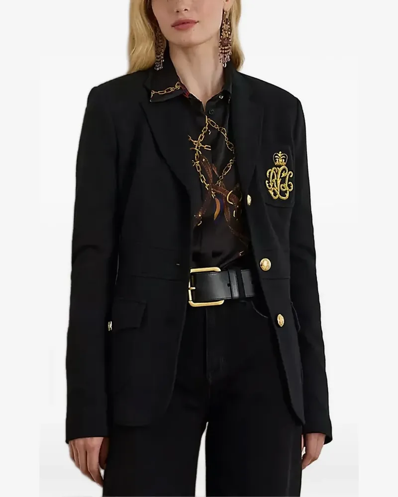 Ralph Lauren embroidered-detail buttoned blazer - Schwarz Schwarz