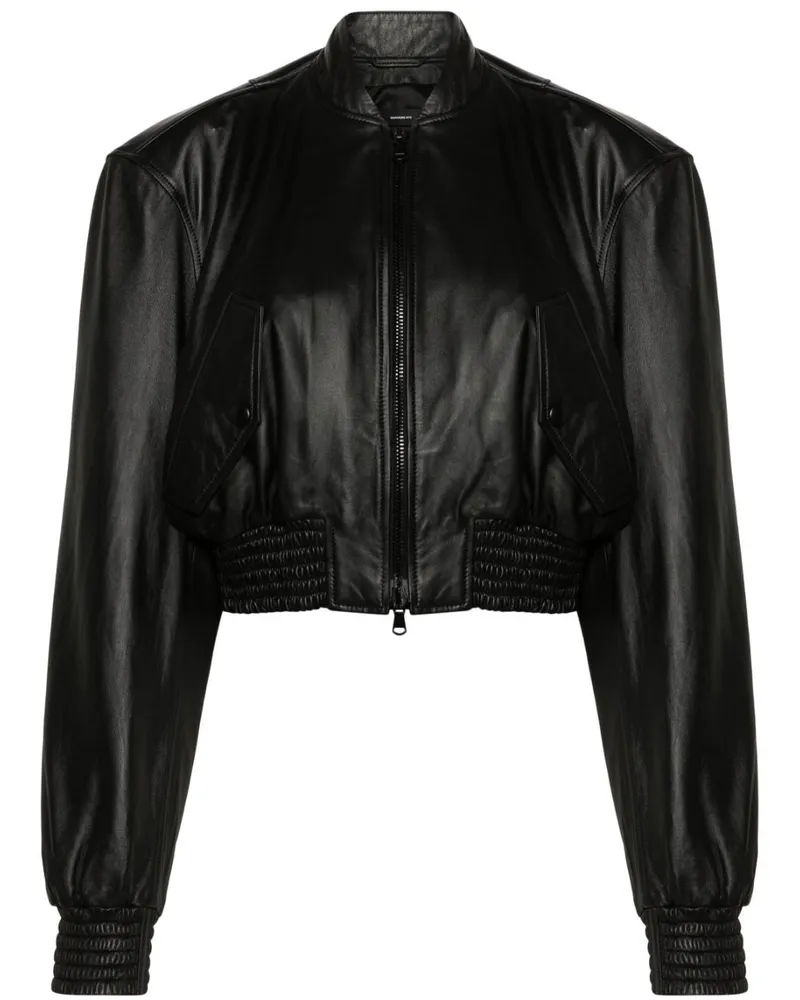 WARDROBE.NYC Cropped-Bomberjacke aus Leder Schwarz