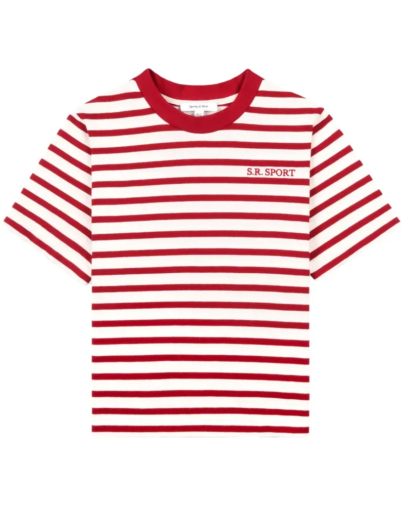 SPORTY & RICH T-Shirt mit Logo-Stickerei - Rot Rot