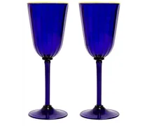 Set aus zwei Rainbow Murano-Weingläsern - Blau