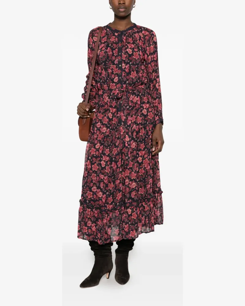 MAISON HOTEL Gestuftes Nila Maxikleid mit Blumenprint - Rosa Rosa