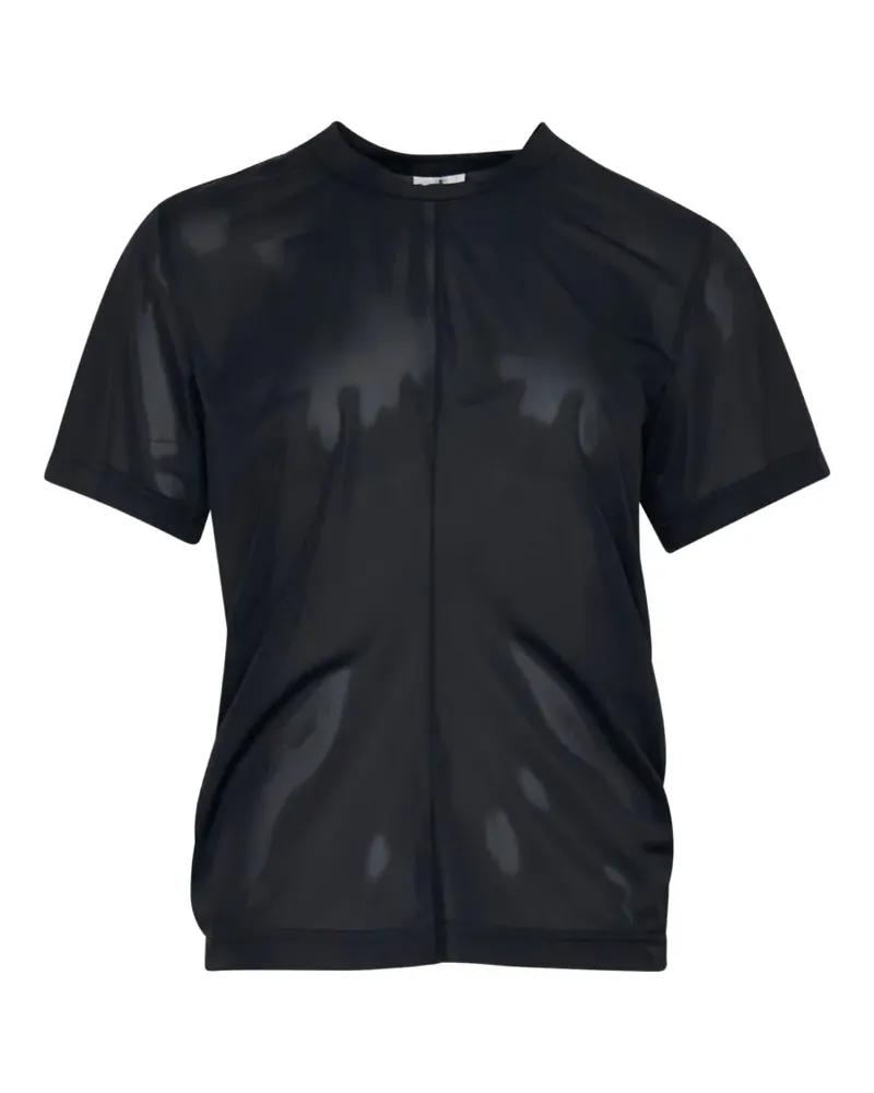 Noir Kei Ninomiya Semi-transparentes T-Shirt mit Raffungen - Schwarz Schwarz