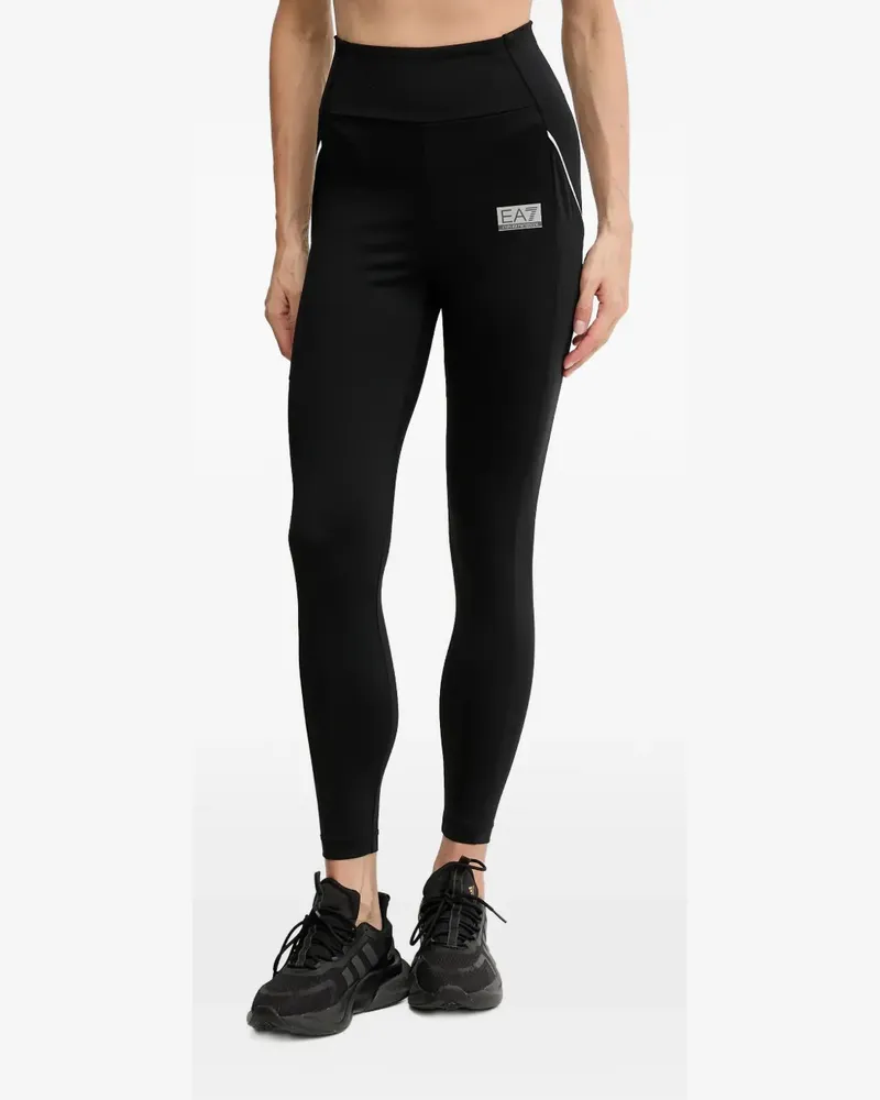 EA7 logo trim trousers - Schwarz Schwarz