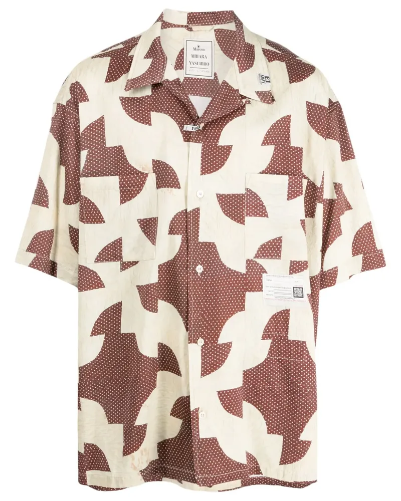 MIHARAYASUHIRO Patchwork-Hemd mit Cuban-Kragen - Rot Rot