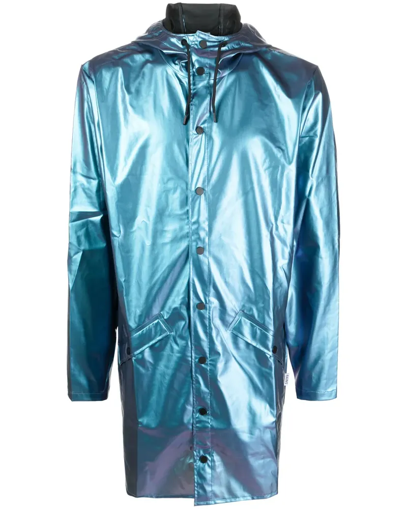 RAINS Kapuzenjacke im Metallic-Look - Blau Blau