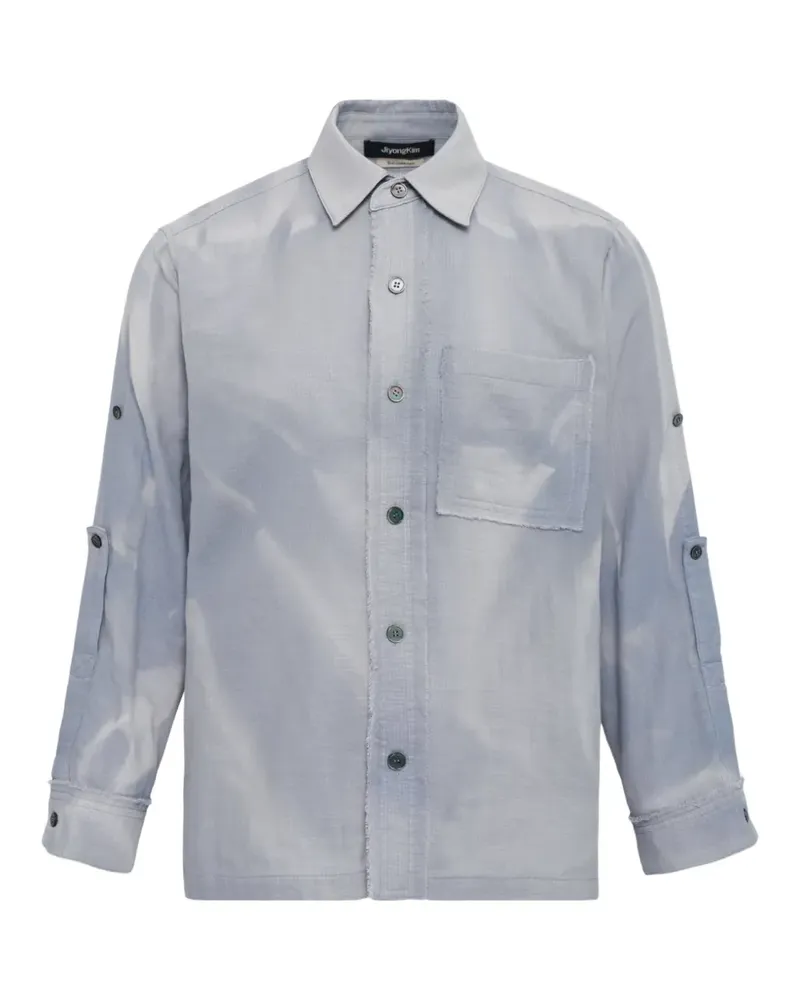 JiyongKim Sun-Bleached strap detailed shirt - Blau Blau