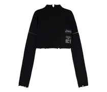Cropped-Pullover mit Logo-Patch