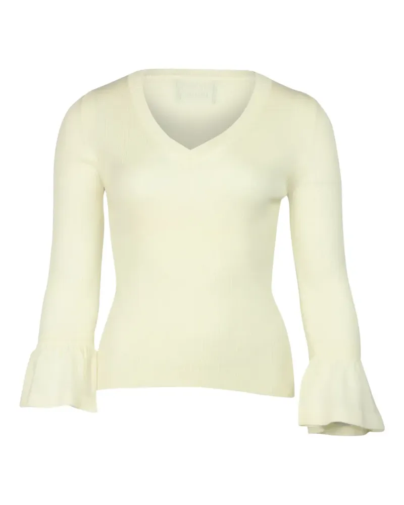 Moschino ruffle-sleeves V-neck top - Weiß Weiß