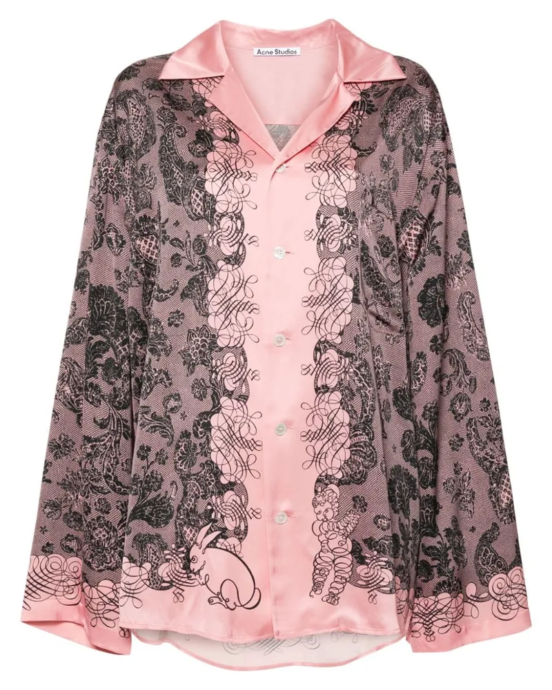 Acne Studios Satinhemd mit Blumen-Print - Rosa Rosa