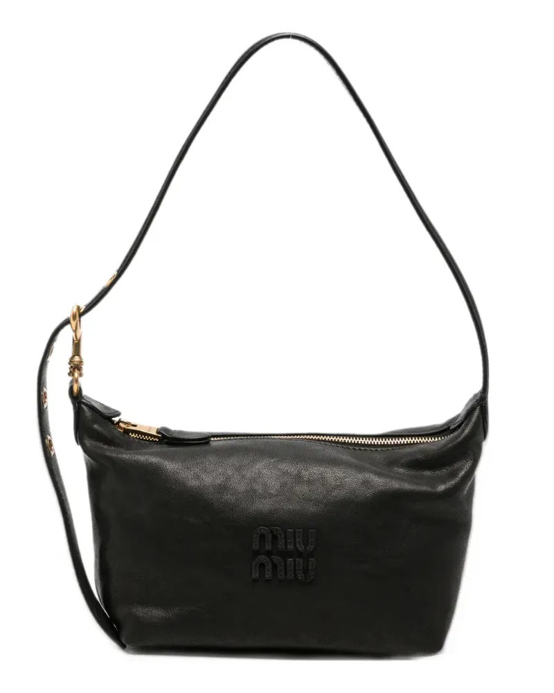 Miu Miu Mini Spirit Tasche mit Logo-Prägung - Schwarz Schwarz