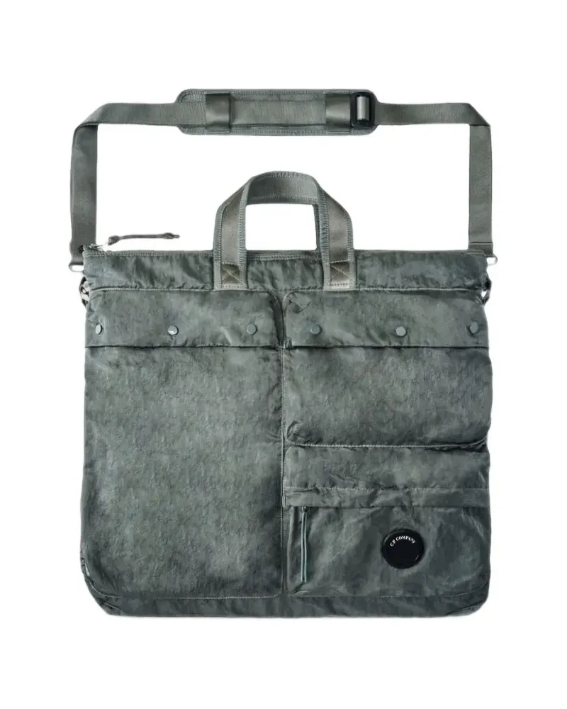 C.P. Company Stückgefärbte Schultertasche mit Linsen-Detail - Grün Grün