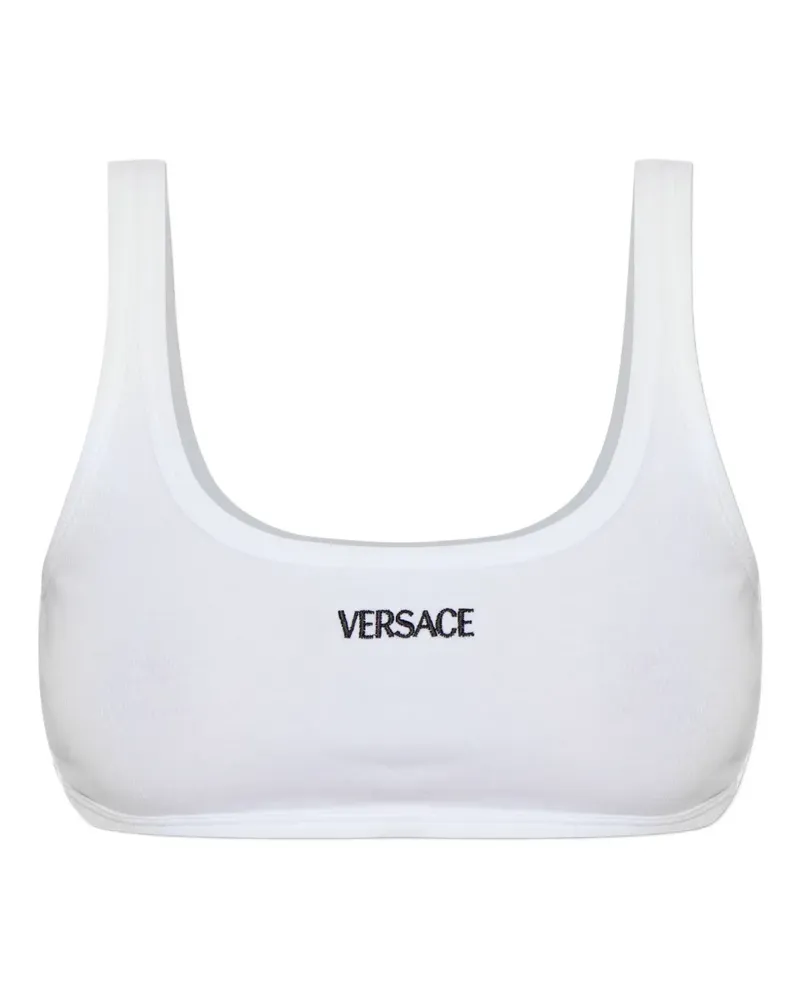 Versace logo-embroidered bra - Weiß Weiß